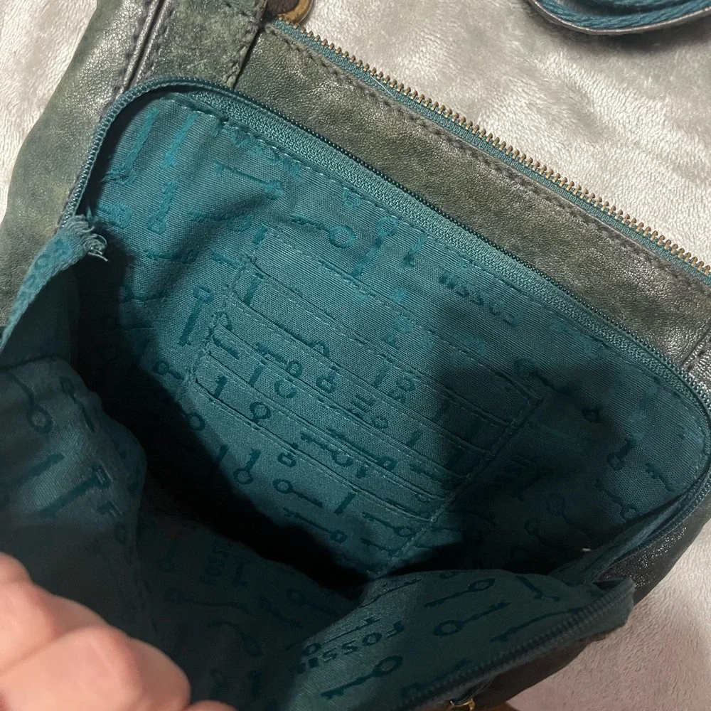 Fossil Dark Green Leather Crossbody Bag - Picture 3 of 4